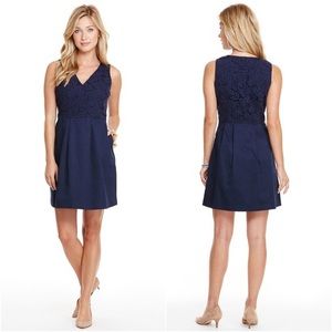 Vineyard Vines Leaf Lace Dress Navy 6